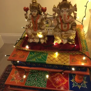 Indian Religious Hand Painted Chowki Table Set of 2 photo review