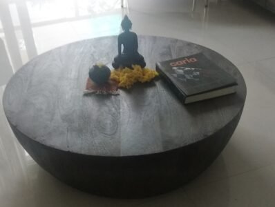 Wooden Finish Round Drum Coffee Table-Central Table photo review