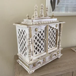 Indian Wooden Pooja Stand White Metal Beautiful Temple Pooja Stand photo review