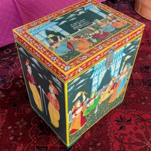 Rajasthani Art work Wooden Painted Trunk Box with Storage photo review