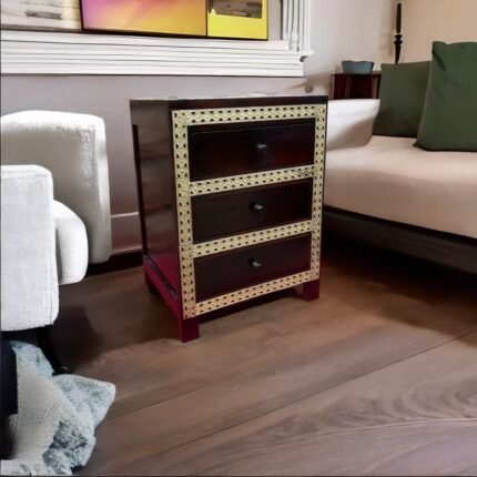 Wood Bedside Table with Drawers