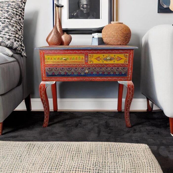 Wooden Bedside Table with Drawers