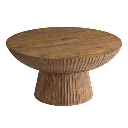 Wooden Drum Carved Coffee Table