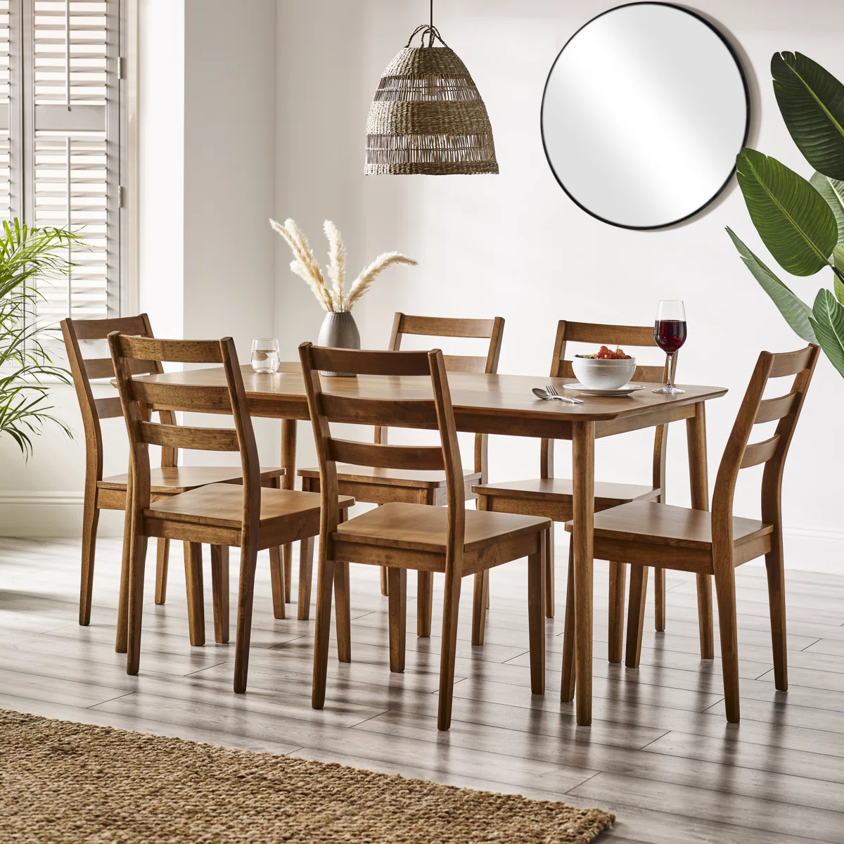 Drea+Farmhouse+Solid+Wood+Dining+Table+and+Chairs+Set+with+x6+Dining+Chairs+-+Rustic+Kitchen+Style