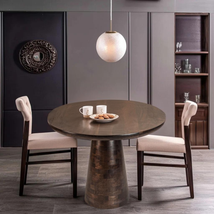 Natural Solid Dark Wood Dining Table