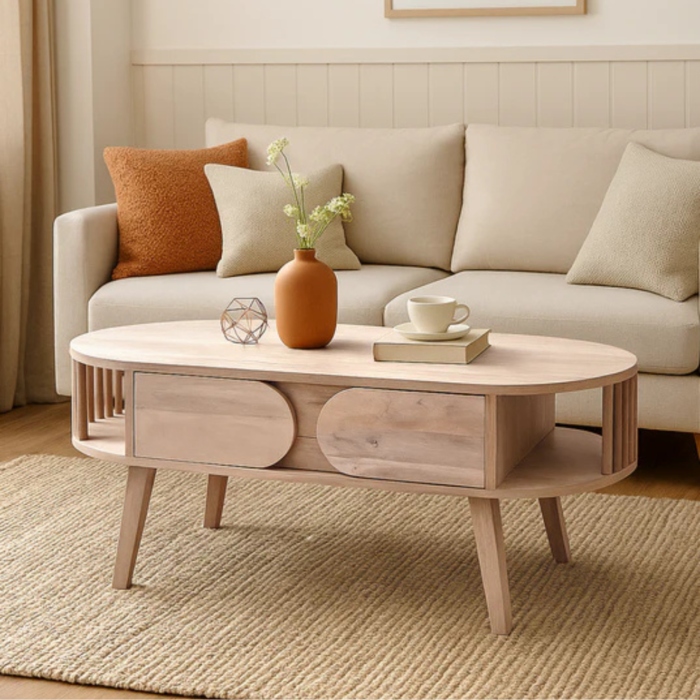 Two Drawer Wooden Coffee Table