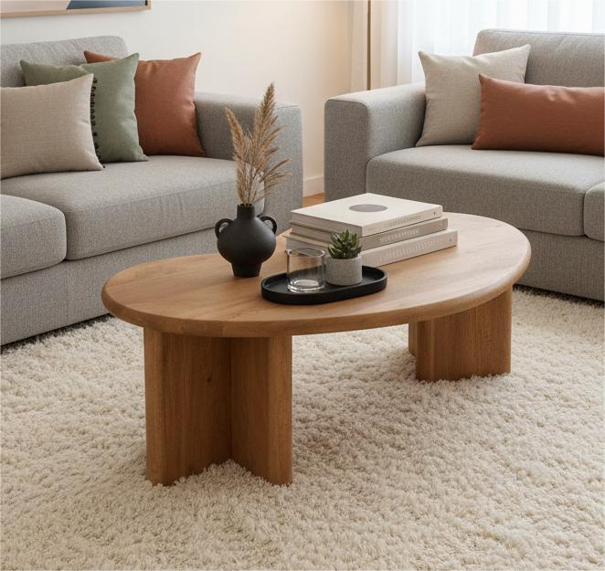 Wooden Kidney Shaped Coffee Table