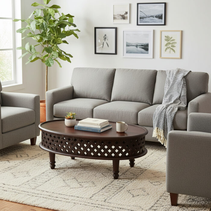 Wooden Oval Coffee Table