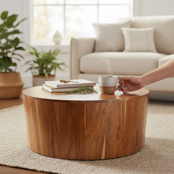 Wooden Round Central Coffee Table
