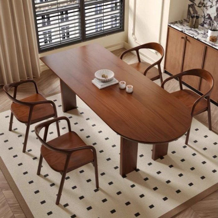 Oval Wooden Dining Table With Panel Legs