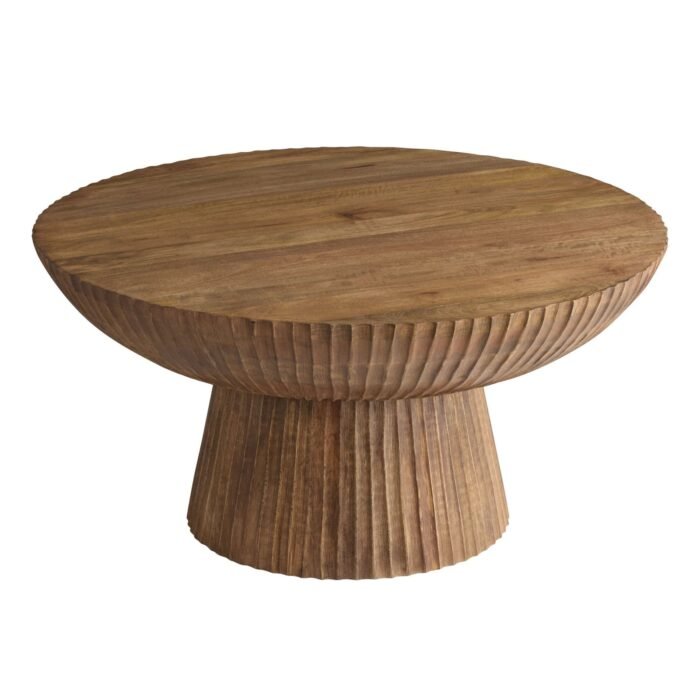 Wooden Drum Carved Coffee Table