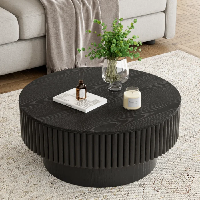 Modern Round Coffee Table with Storage