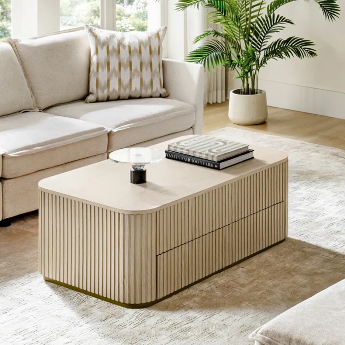 Floria Fluted Lift-Top Storage Coffee Table