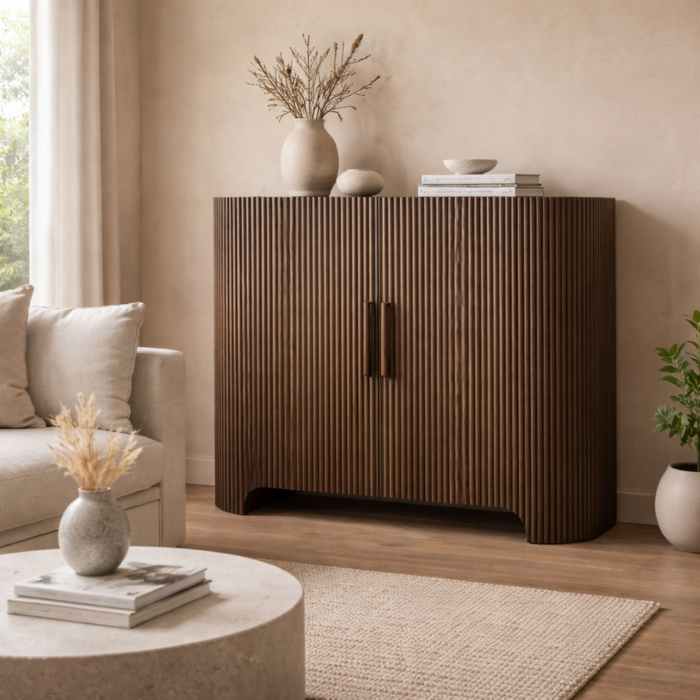 Aurelius Fluted Marble Storage Cabinet