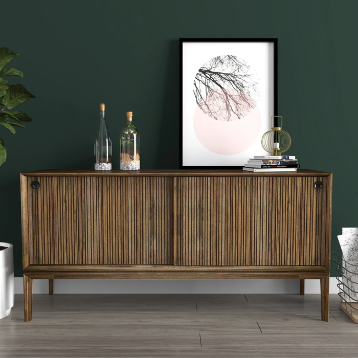 Fluted Wooden Sideboard Cabinet