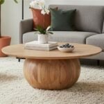 Solid Wood Round Coffee Table for Living Room