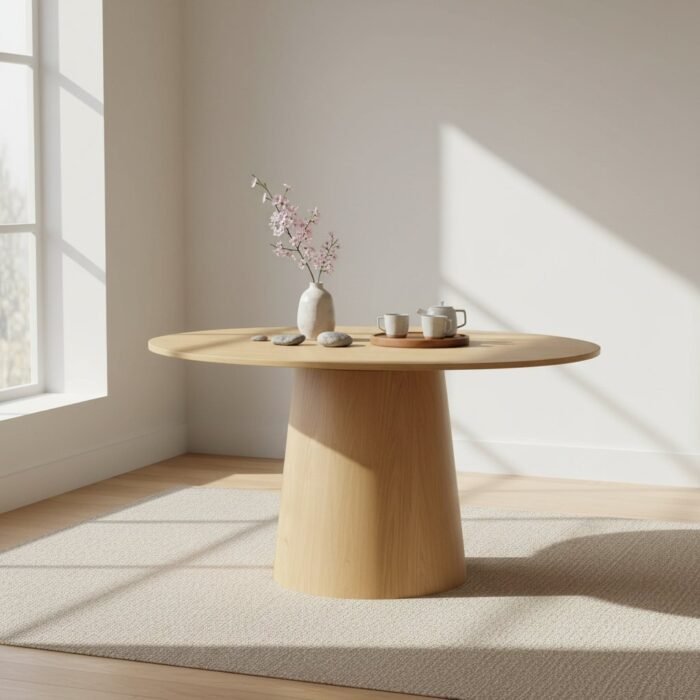 52" Solid Oak Round Pedestal Dining Table