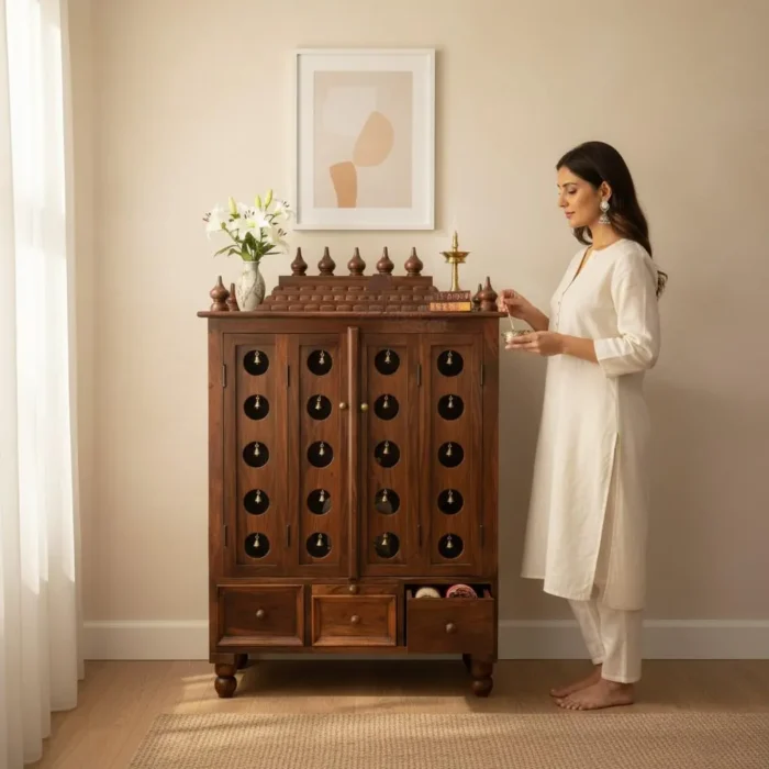 Solid Wood Desk Pooja Temple Mandir