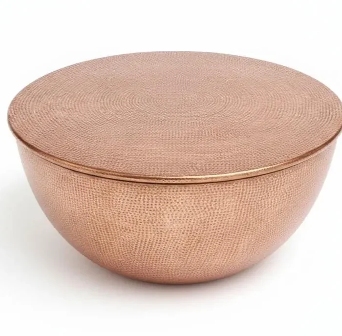 Wooden Round Copper Coffee Table