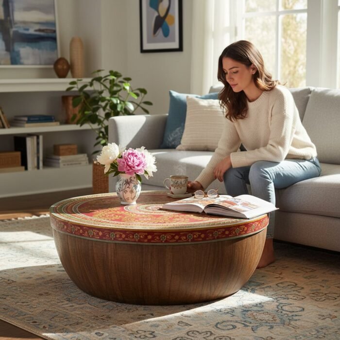 Wooden Drum Coffee Table