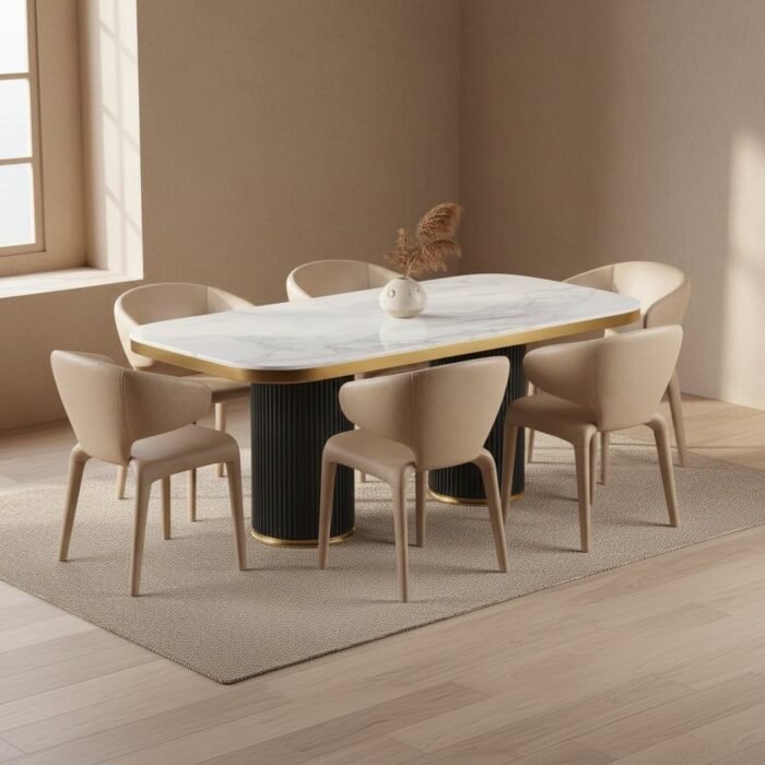Elegant Rectangular Marble Dining Set