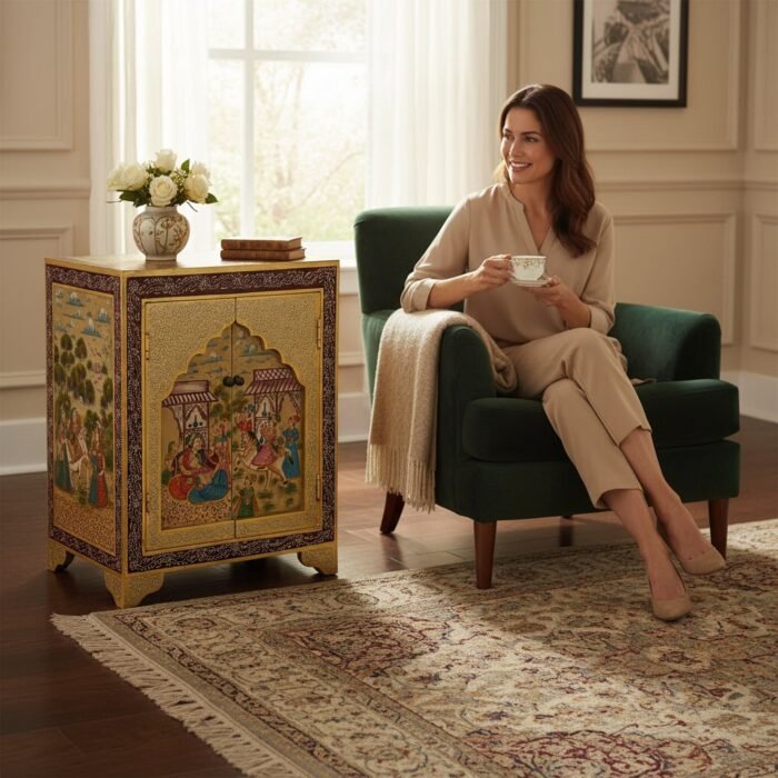 Wooden Painted Bedside Self