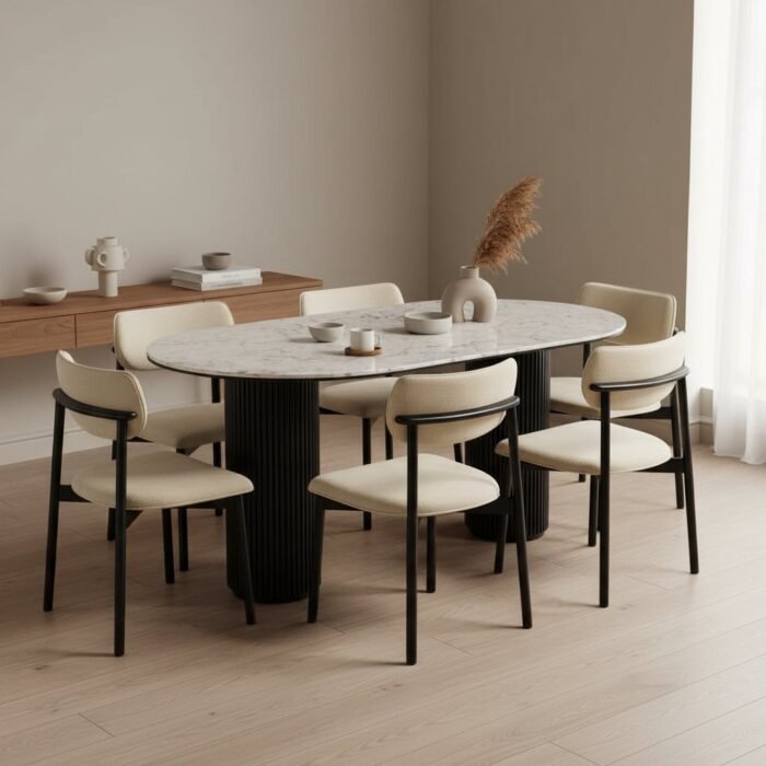 Modern Marble Oval Dining Set